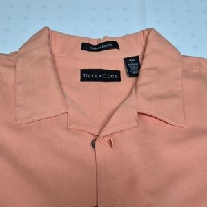 UltraClub Peach Button-Up Shirt Sz Large